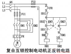 一例电动机复合互锁控制的正反电路图