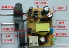 一例手机充电器的内部结构图