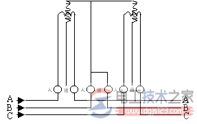 直接接入式的三相三线电度表的接线图示例