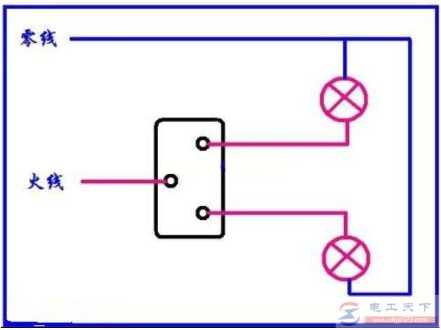 德力西二开关接线图图片