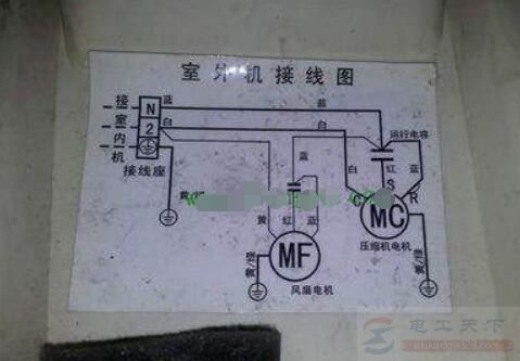 一例空调压缩机启动电容的接线图 一例空调压缩机启动电容的接线图