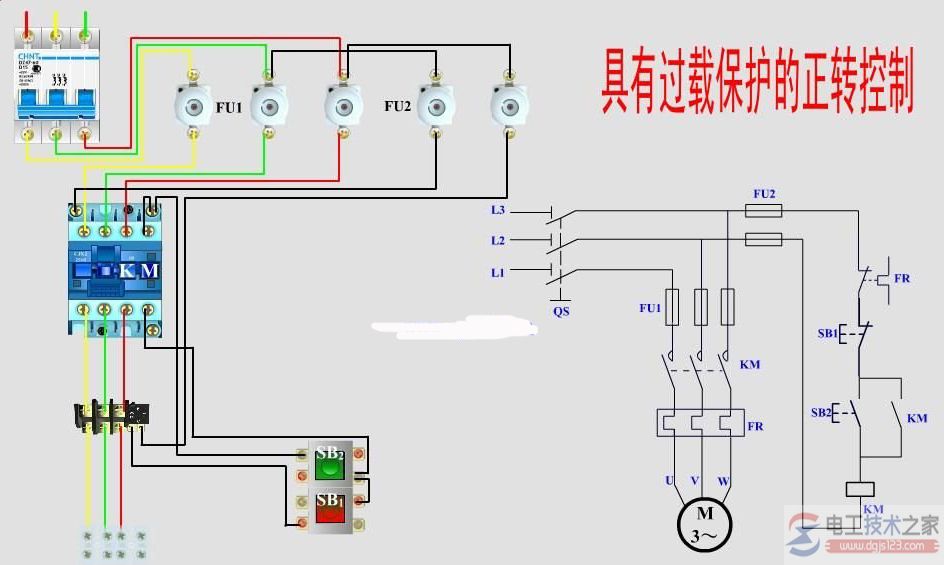 常用电动机控制接线图(实物与原理接线图)