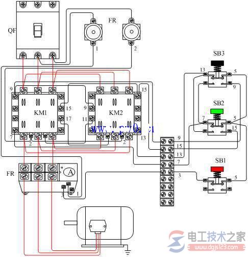 正反转配电盘实物接线图的连接方法