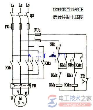 接触器双重互锁正反转控制的电路原理图