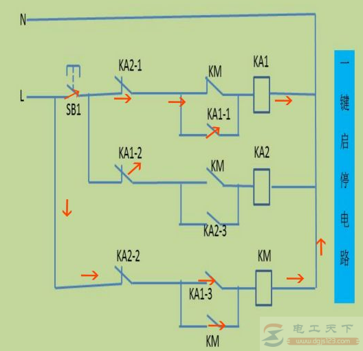 接触器控制的一键启停电路的工作原理