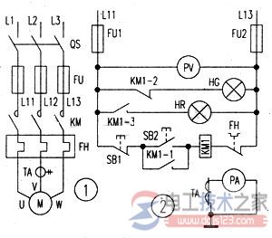 交流接触器在电动机直接启动电路应用图解