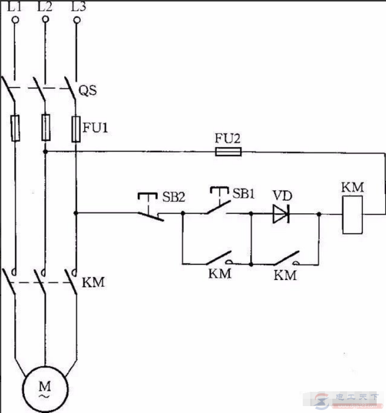 一例交流接触器低电压的启动线路图