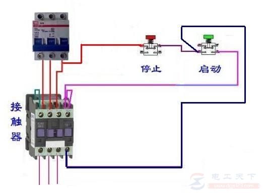 接触器实现自锁控制的电路原理图