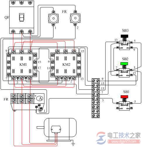 交流接触器接线控制电动机正逆运行