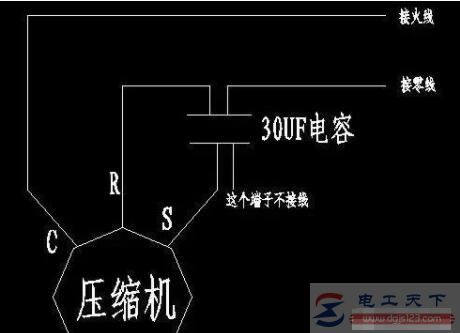 一例空调压缩机的接线图参考