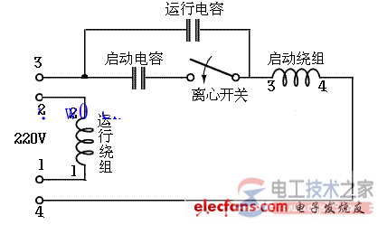 单相电机电容接线图及220V交流单相电机起动方式