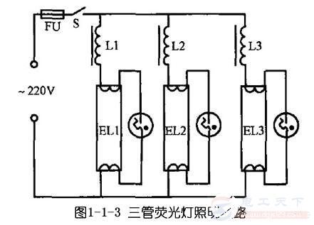 荧光灯照明线路的工作原理，附荧光灯的照明线路图