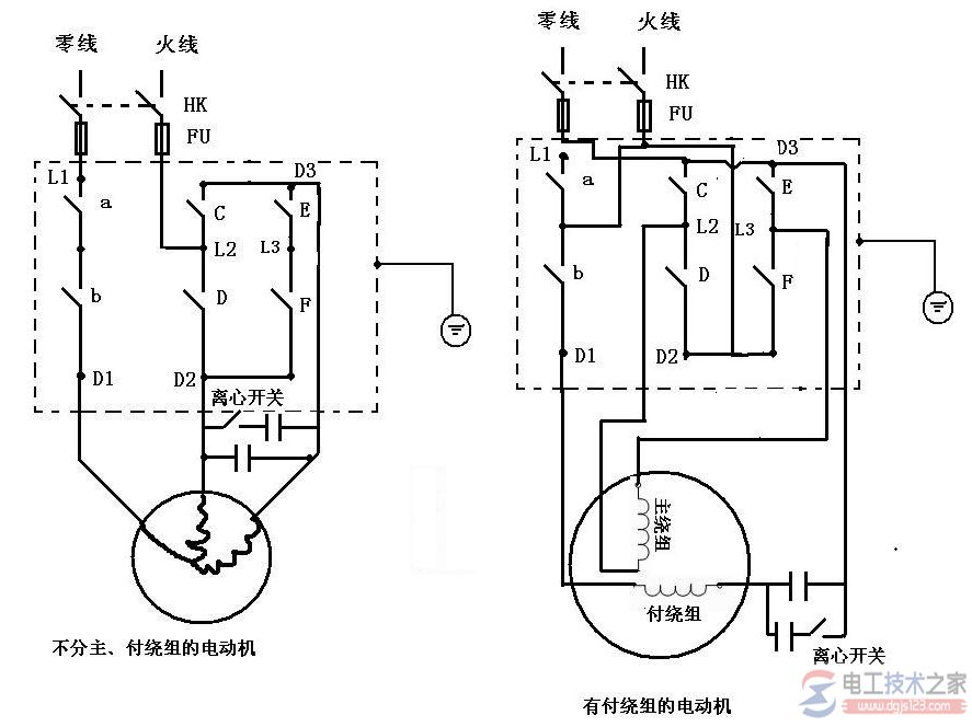 单相双值电容电机接线图实例