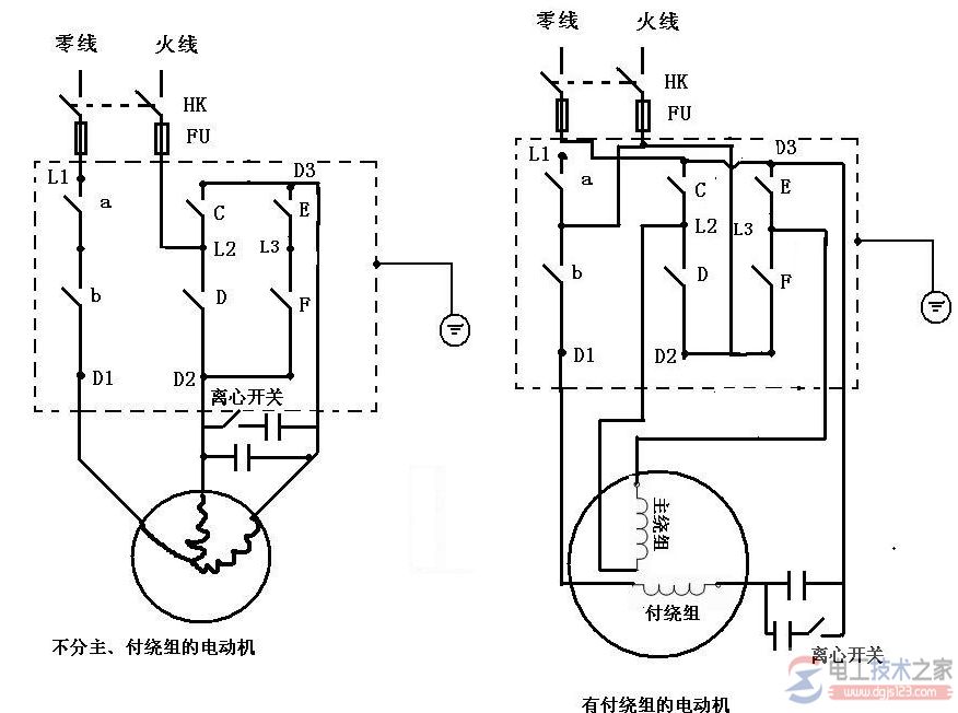 单相双值电容电机接线图实例