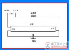 日光灯带补偿电容的接线图示例