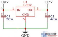 18v直流电压降低到12v的电路图示例