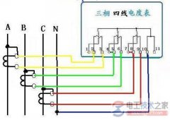 三相四线电度表的接线图示例