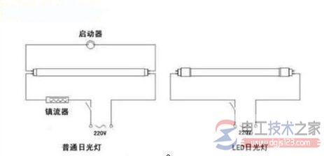 4线荧光灯镇流器接线图及安装说明