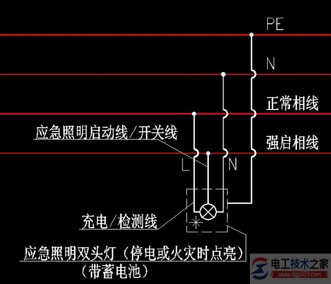 应急照明接线方式(消防与照明应急接线图)