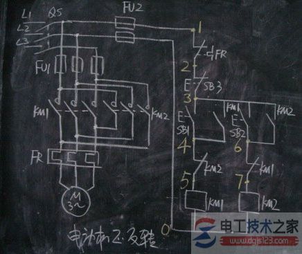 电机正反转控制电路的电气原理图与接线图