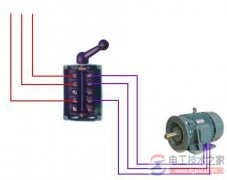 倒顺开关实现电动机正反转的接线图
