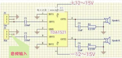 一例TDA1521构成的立体声OCL功放电路