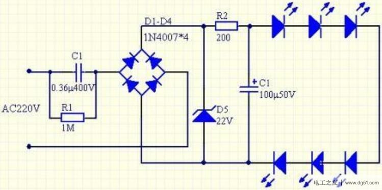 一例无功率损耗的限流电路图及工作原理