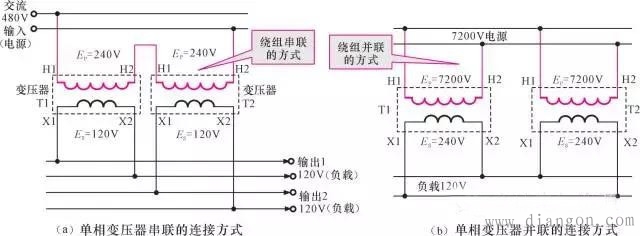 变压器在线路中的符号标识和联结方式 变压器在线路中的符号标识和联结方式