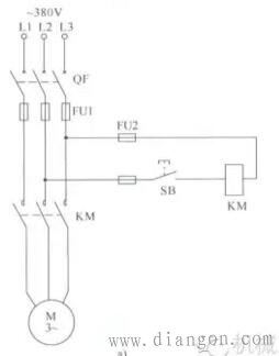 用按钮点动控制电动机起停电路