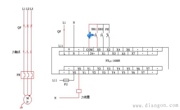 电动机点动电路PLC梯形图编程图解 电动机点动电路PLC梯形图编程图解