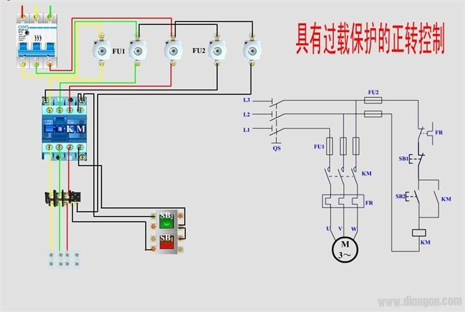 三相四线制零线带电的原因！实用电动机控制电路接线图