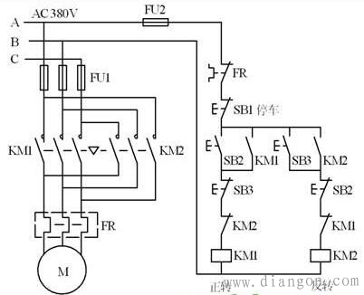 PLC电机正反转电路原理图解 PLC电机正反转电路原理图解