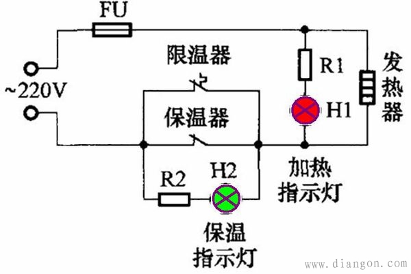 普通电饭锅接线实物图
