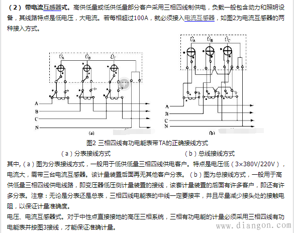 三相四线有功电表接线方法图解