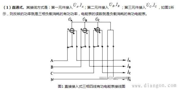三相四线有功电表接线方法图解