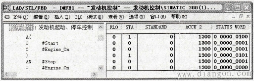 PLC程序状态调试功能