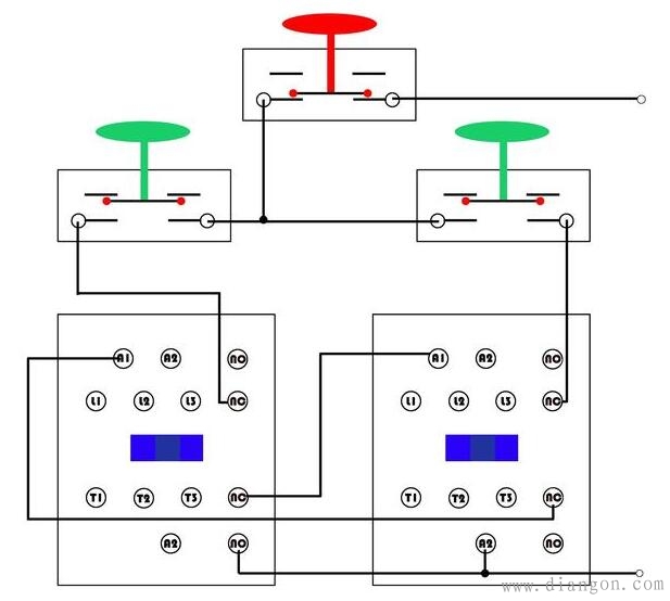 交流接触器自锁互锁接线方法