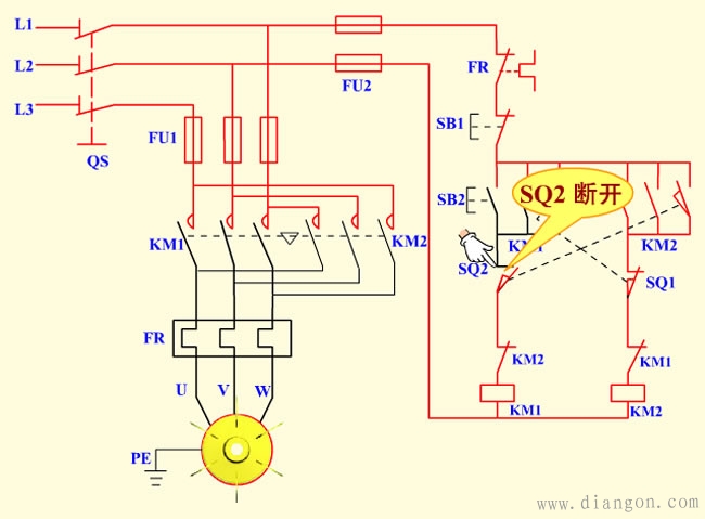 工作台自动往返控制电路图及工作原理