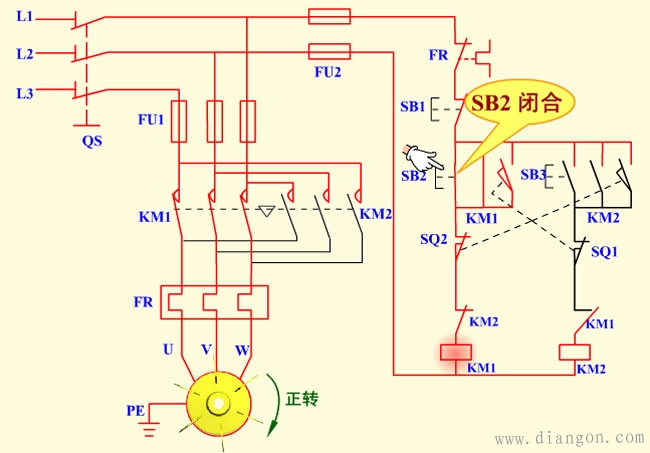 工作台自动往返控制电路图及工作原理