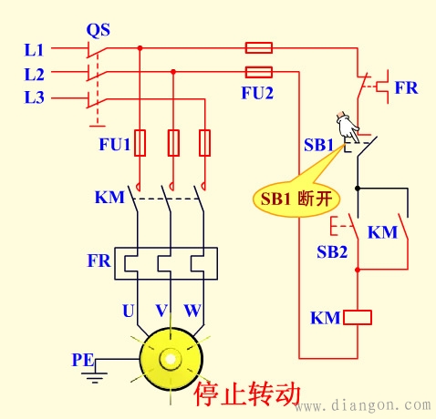 接触器自锁正转控制线路原理图解