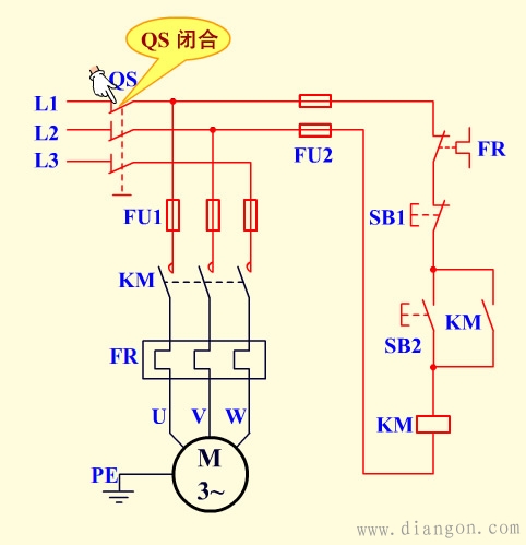 接触器自锁正转控制线路原理图解