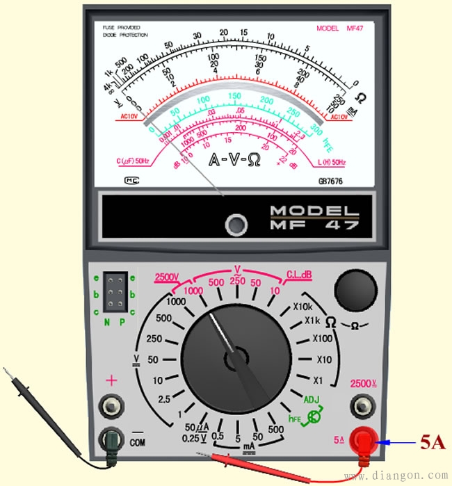 如何用指针式万用表测量直流电流