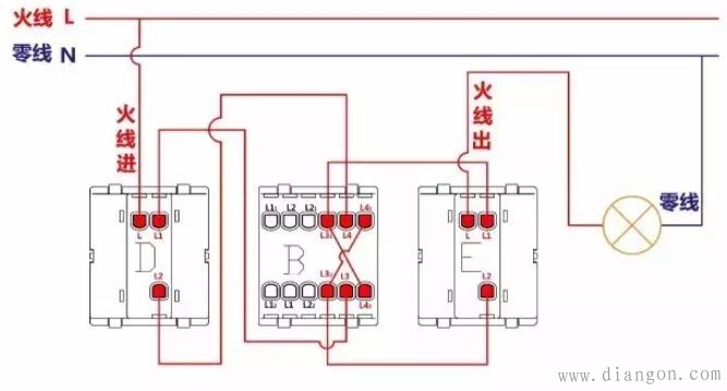 单控开关接线图_双控开关接线图_三控开关接线图_家装常见开关接线图