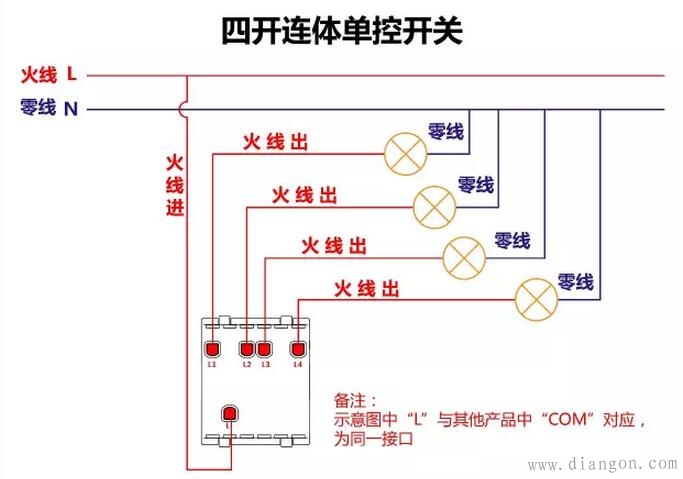 单控开关接线图_双控开关接线图_三控开关接线图_家装常见开关接线图