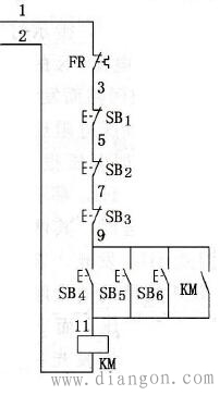 电动机多地控制电路原理图解