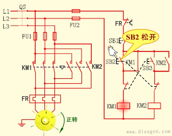 按钮联锁正反转控制电路线路原理图解