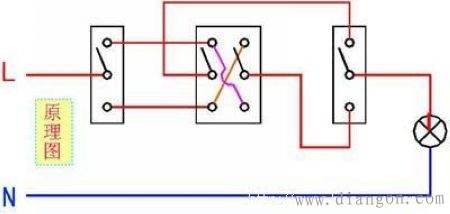一灯单联双控开关接线图 一灯单联双控开关接线图