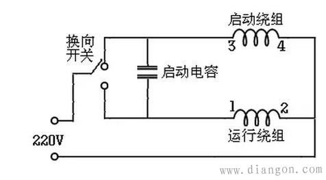 220V交流单相电机启动方式和接线图