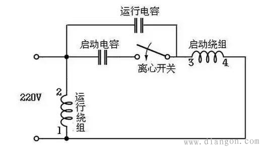 220V交流单相电机启动方式和接线图