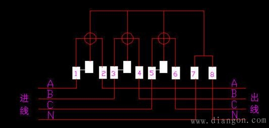 三相四线互感器电表接线图